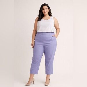 Lafayette 148 New York Purple Cropped Pants Career Stretch Ankle